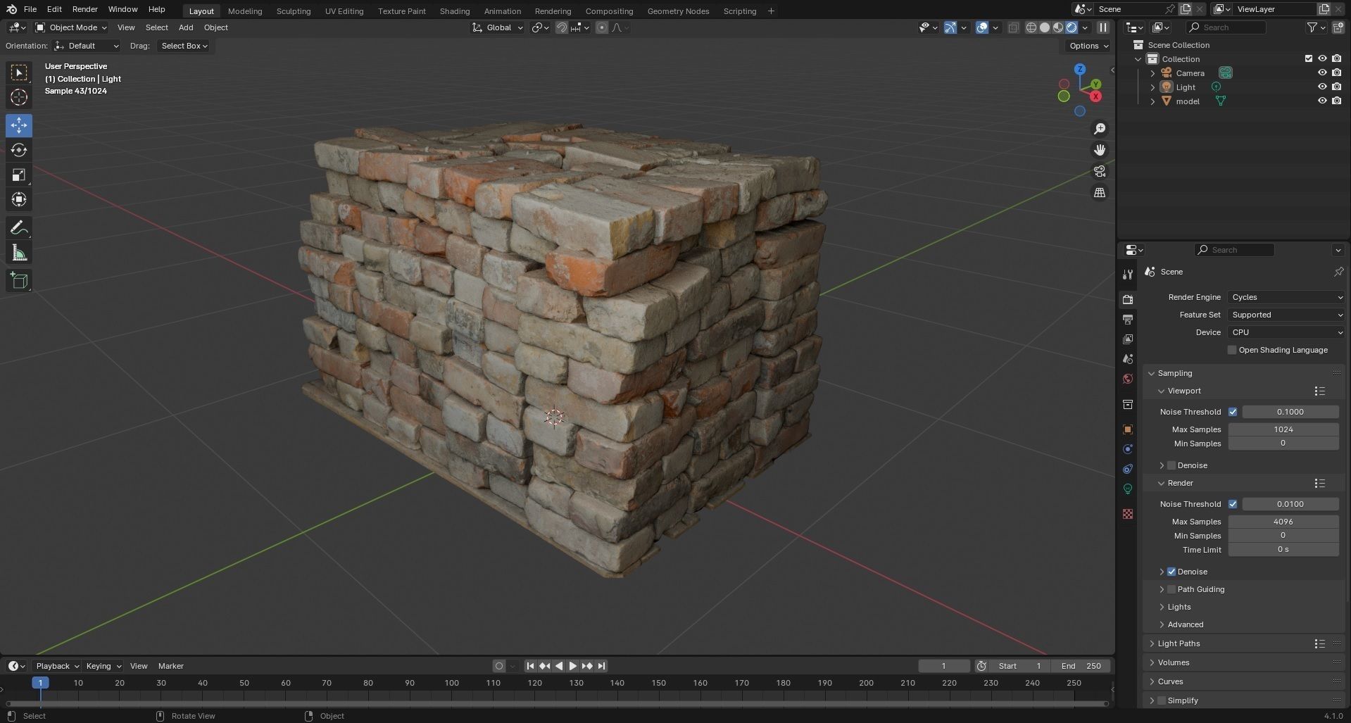 Brick pallet stack 3D model_9