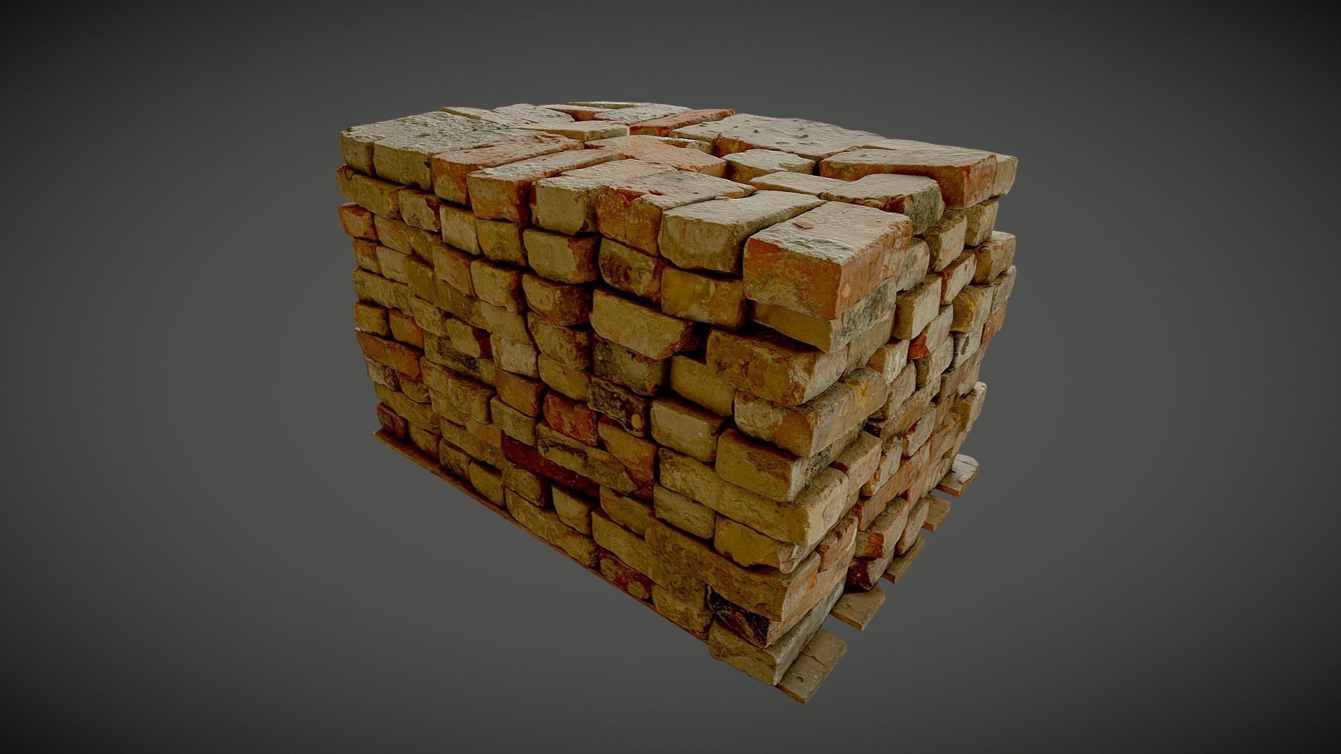 Brick pallet stack 3D model_1