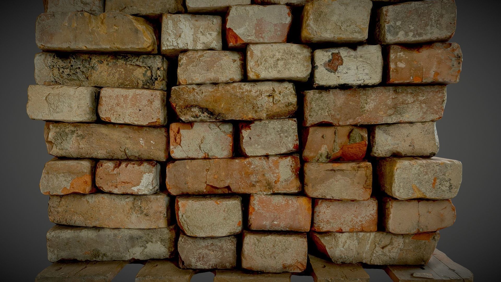 Brick pallet stack 3D model_5