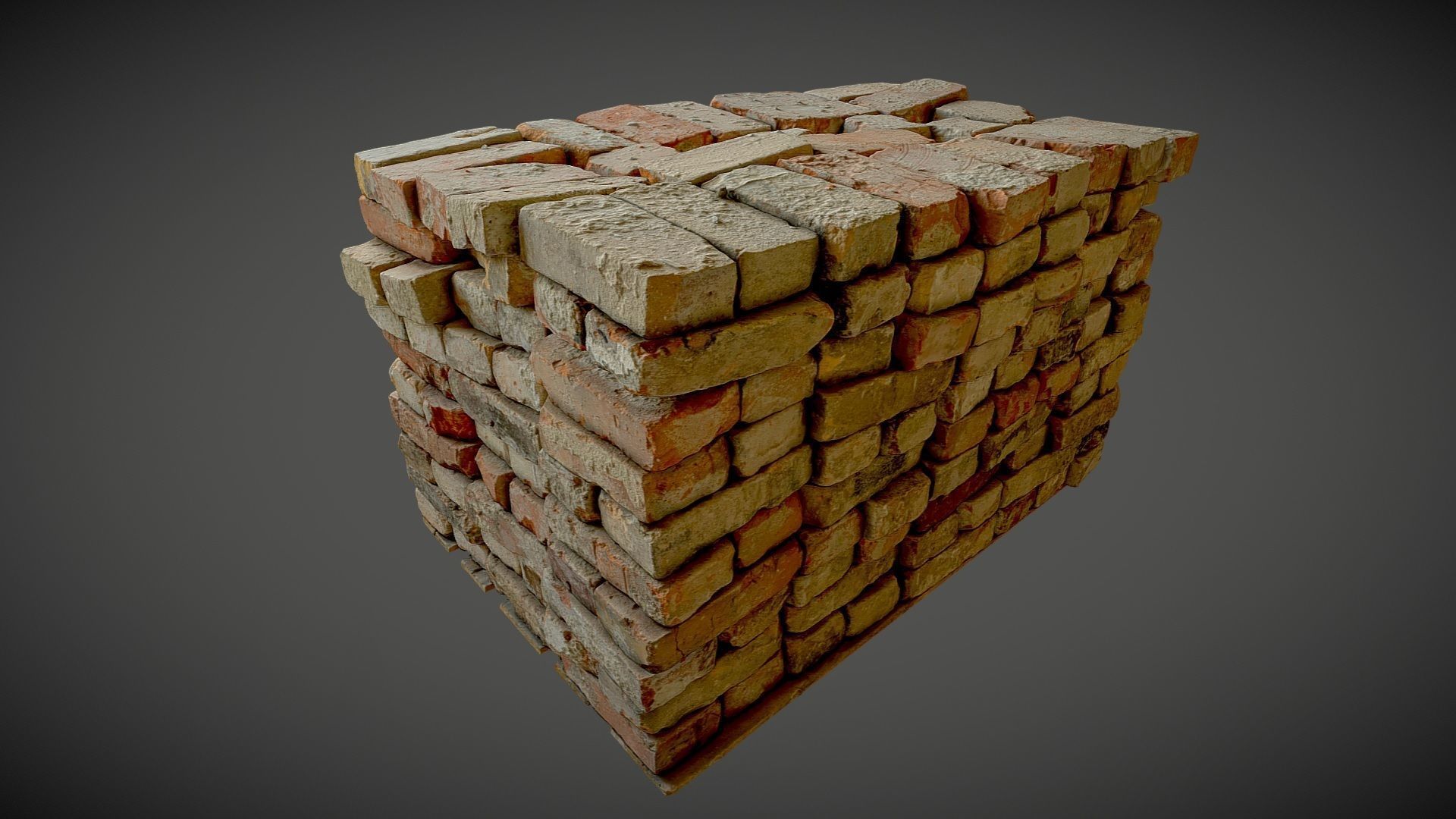 Brick pallet stack 3D model_2