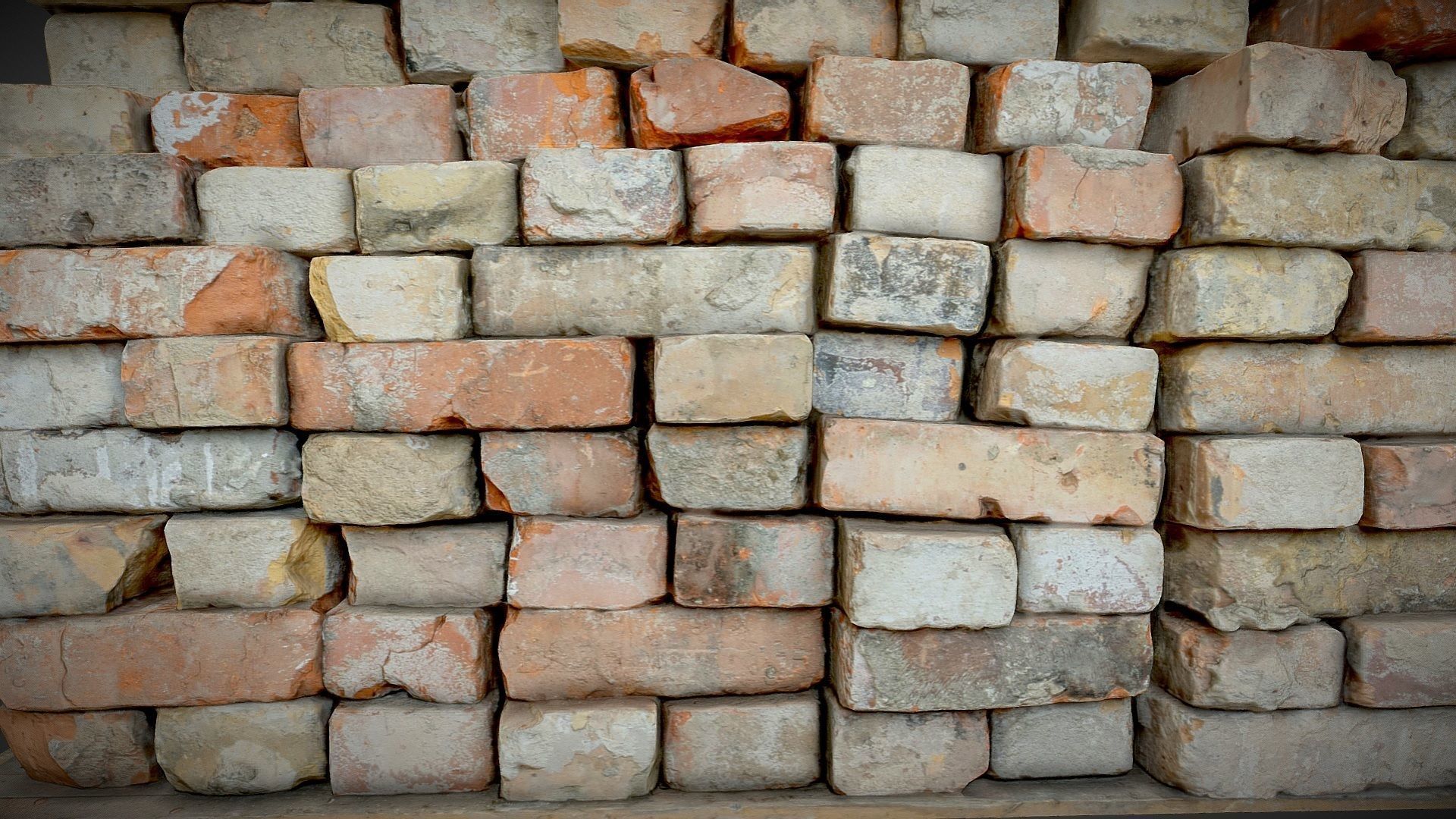 Brick pallet stack 3D model_4