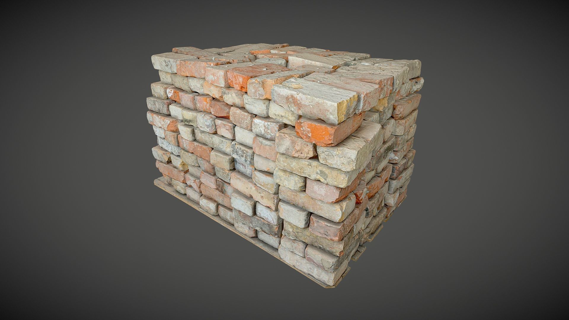 Brick pallet stack 3D model_3