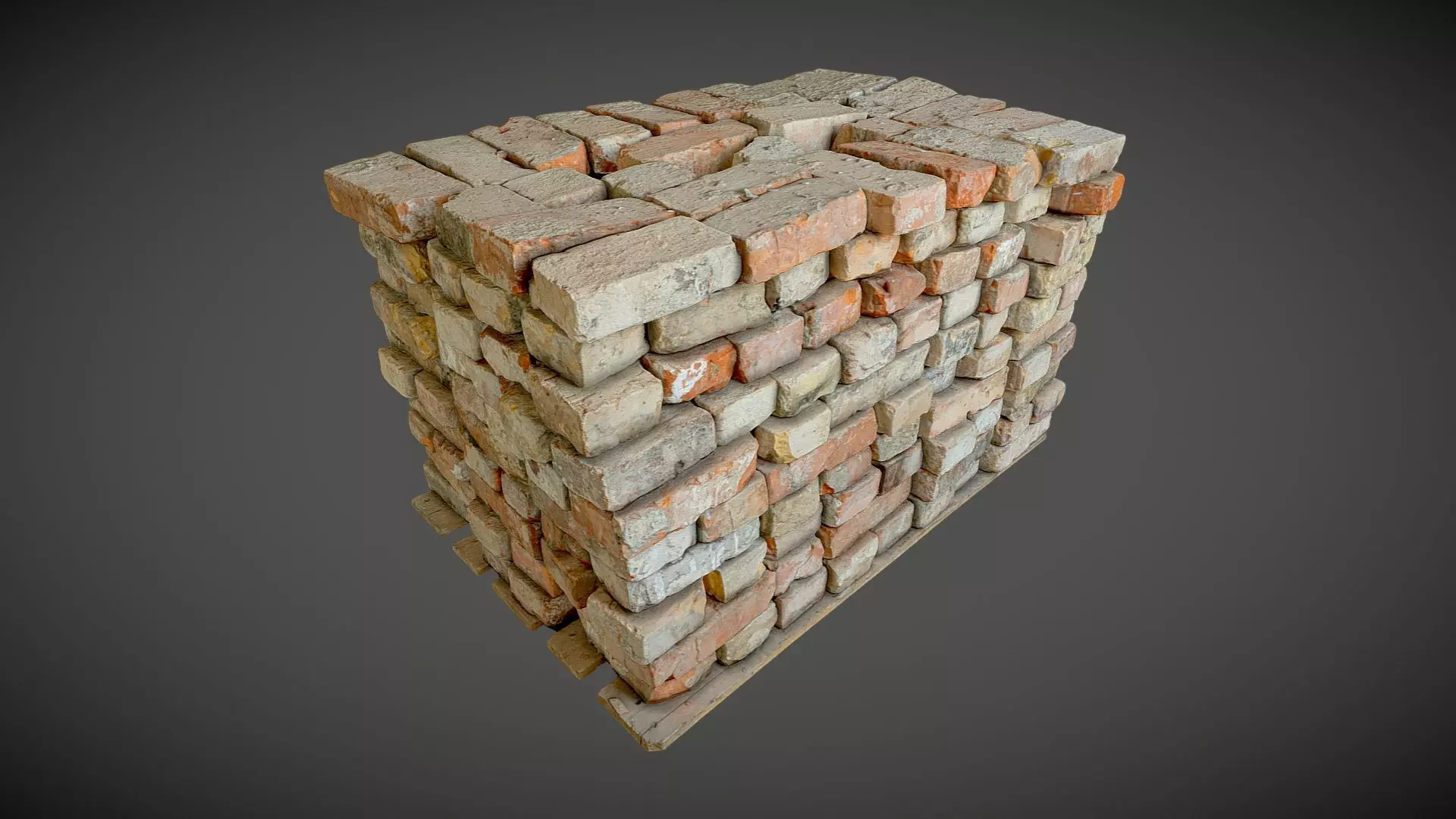 Brick pallet stack 3D model_0