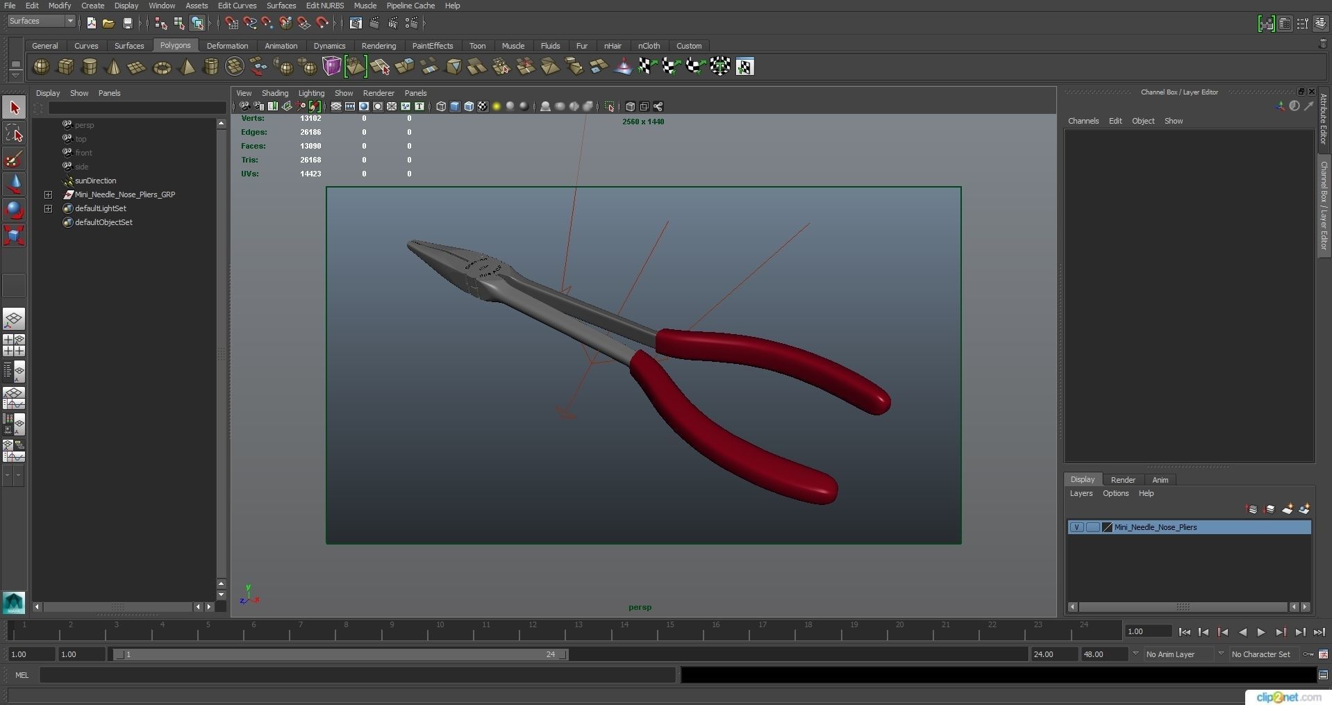 SO Mini Needle Nose Pliers 908ACP Low-poly 3D model_28