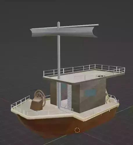 Little house boat with sails