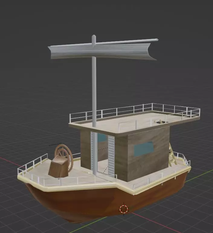 Little house boat with sails 3D model