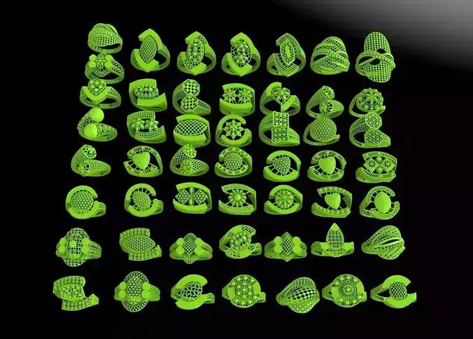 50 rings beautiful light weight ring 3D print model