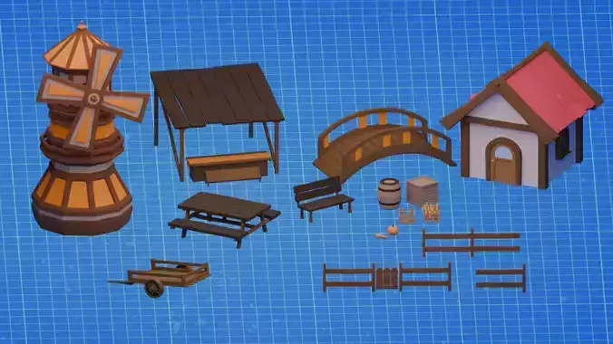 Small Medieval town pack - low poly