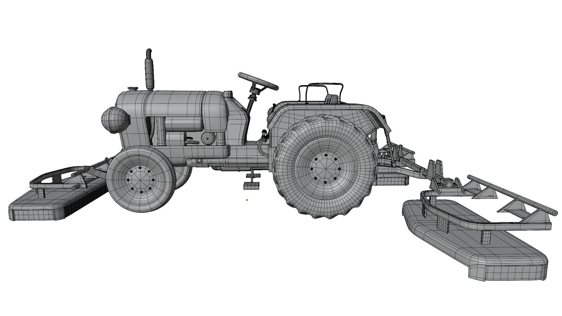Tractor Grass Mower 3D model_10