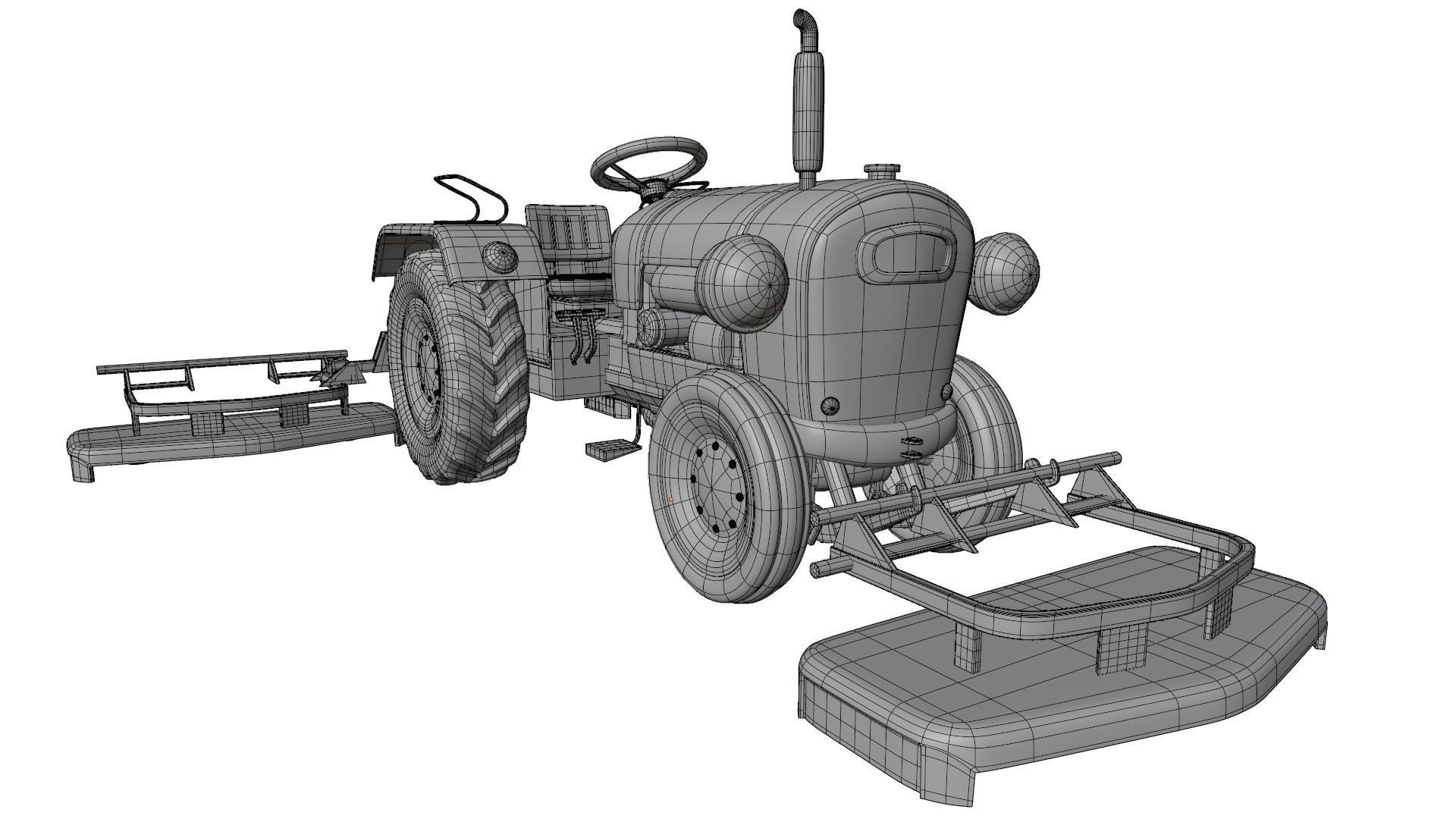 Tractor Grass Mower 3D model_15