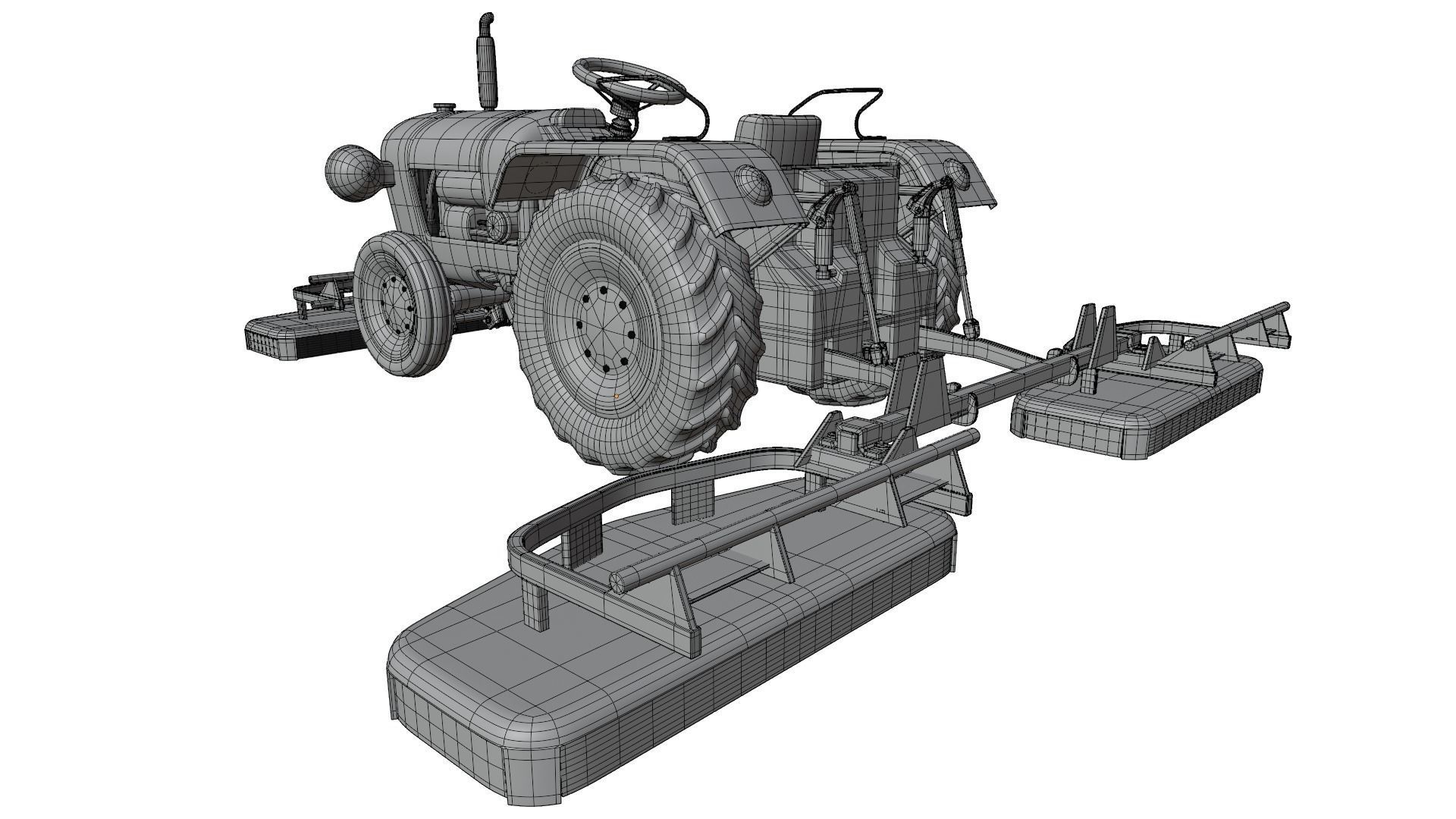Tractor Grass Mower 3D model_11