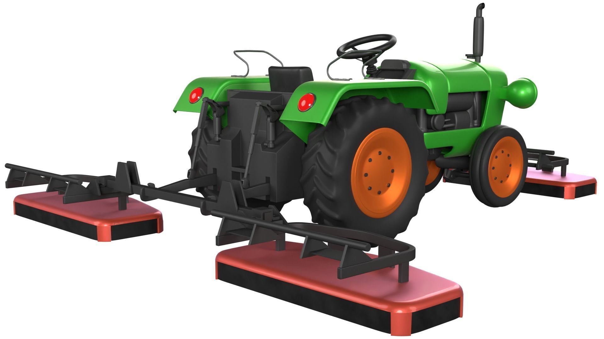 Tractor Grass Mower 3D model_4