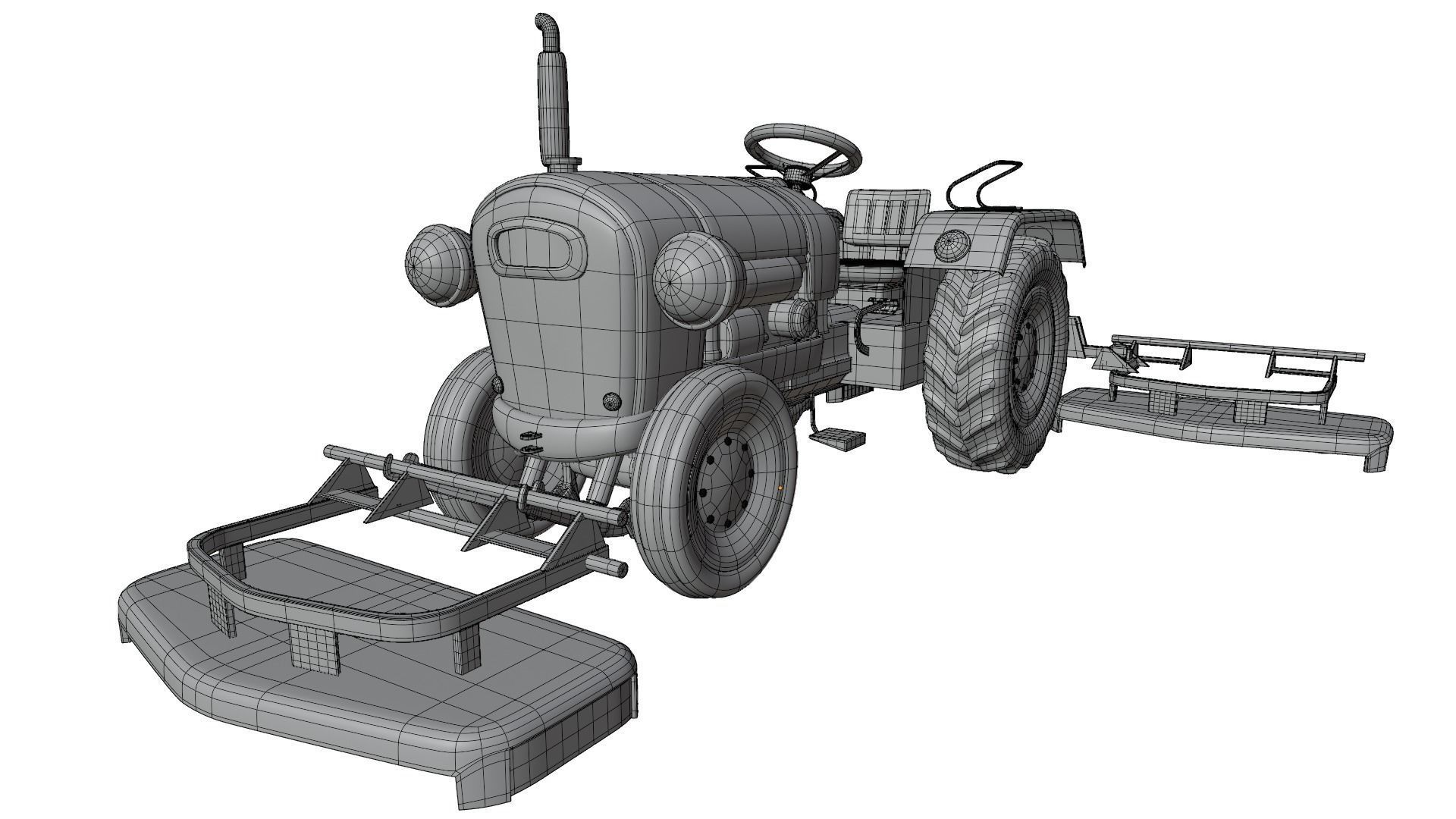 Tractor Grass Mower 3D model_9
