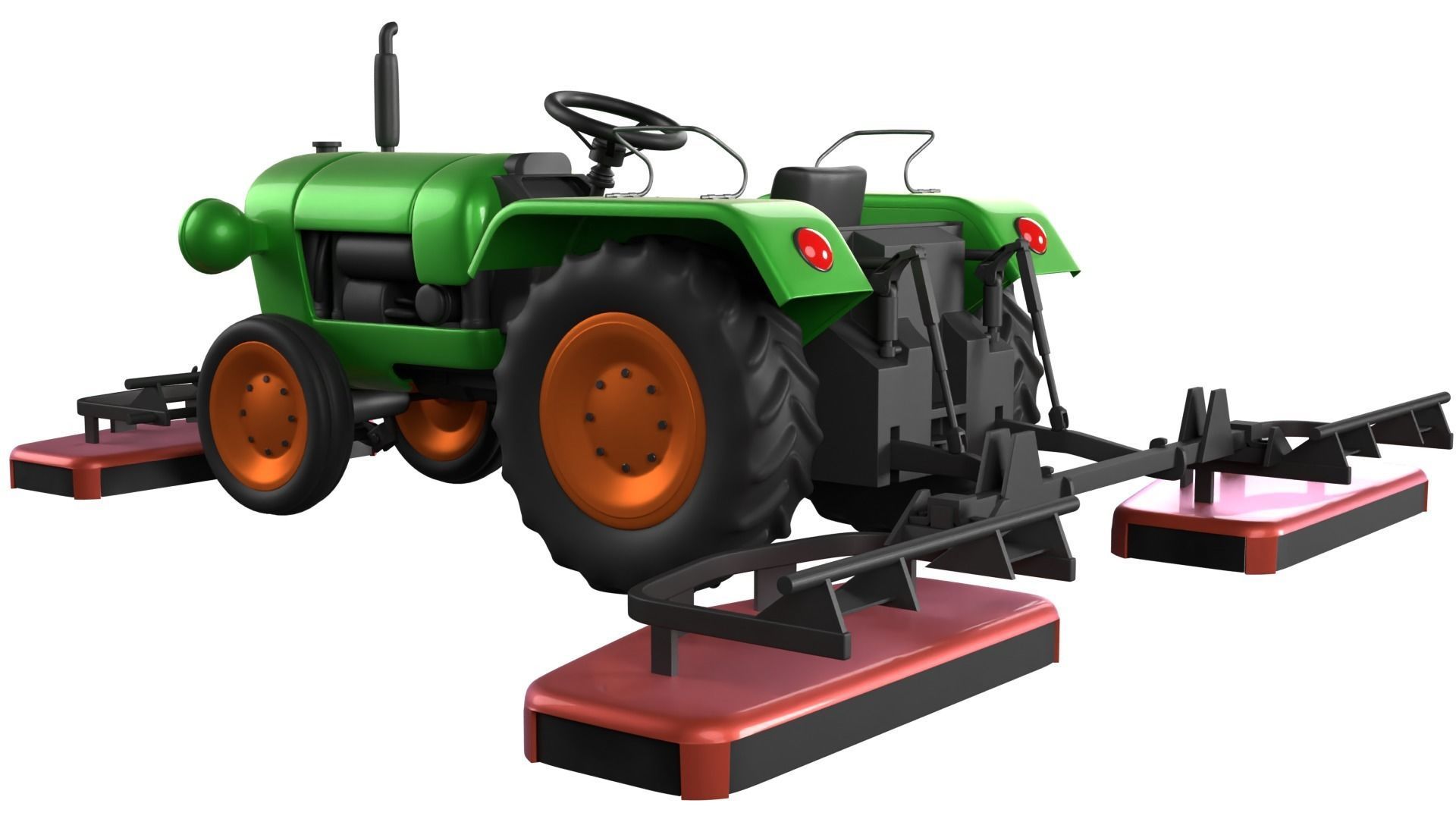 Tractor Grass Mower 3D model_2