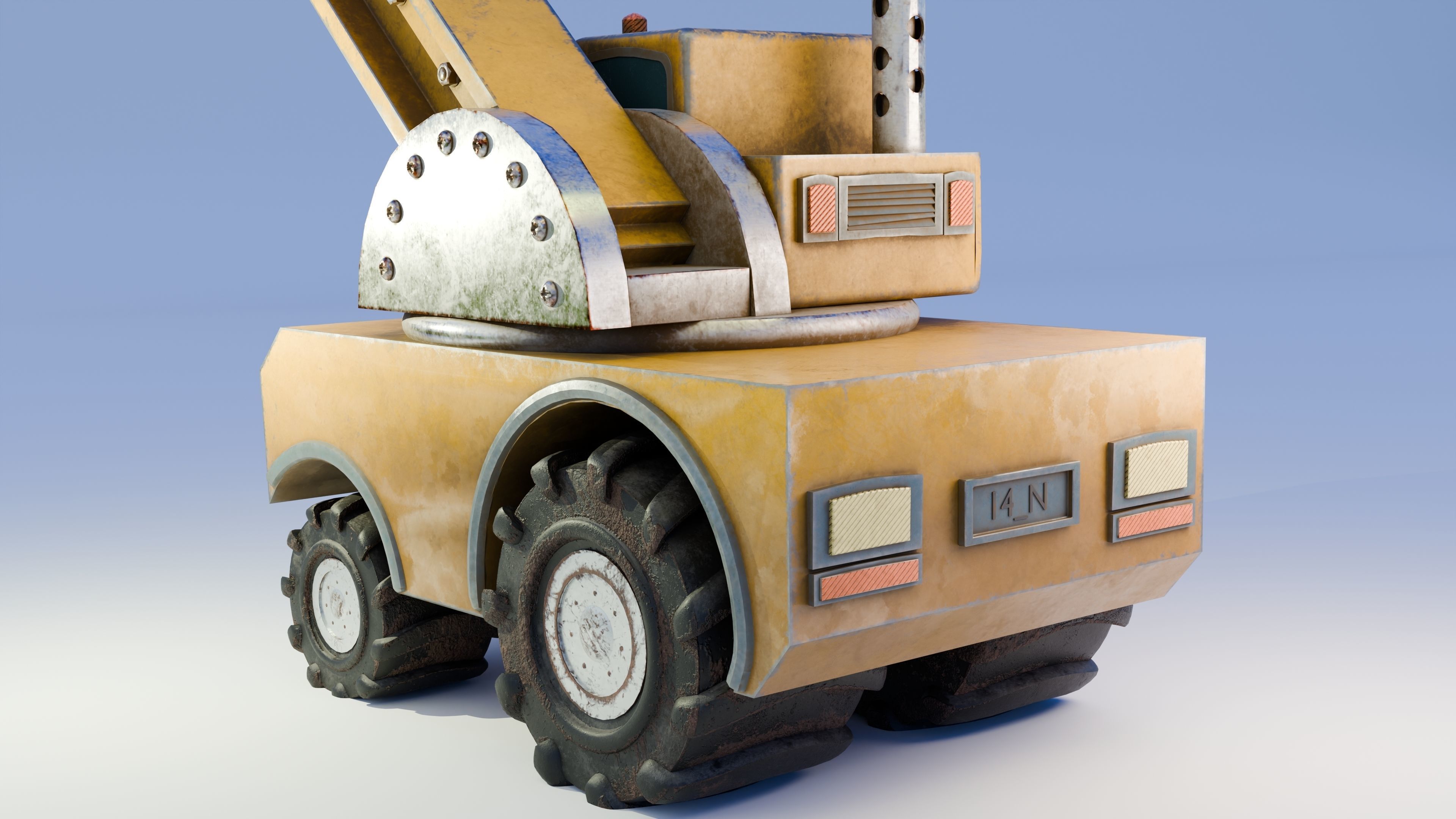 Excavator Low-poly 3D model_5