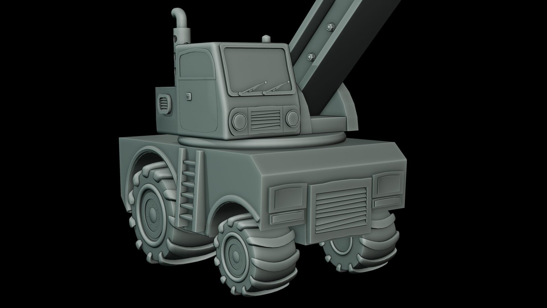 Excavator Low-poly 3D model_10