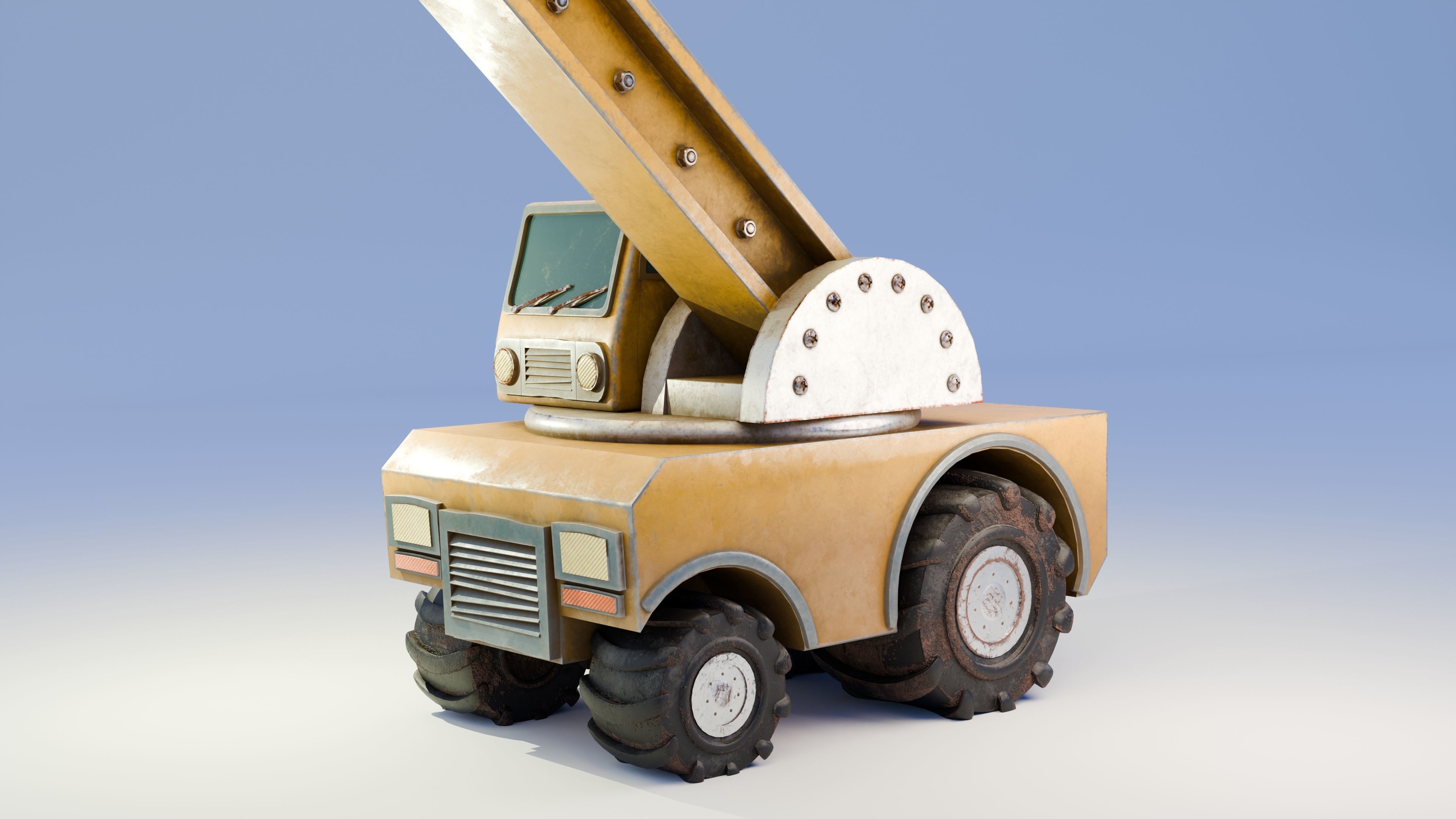 Excavator Low-poly 3D model_2