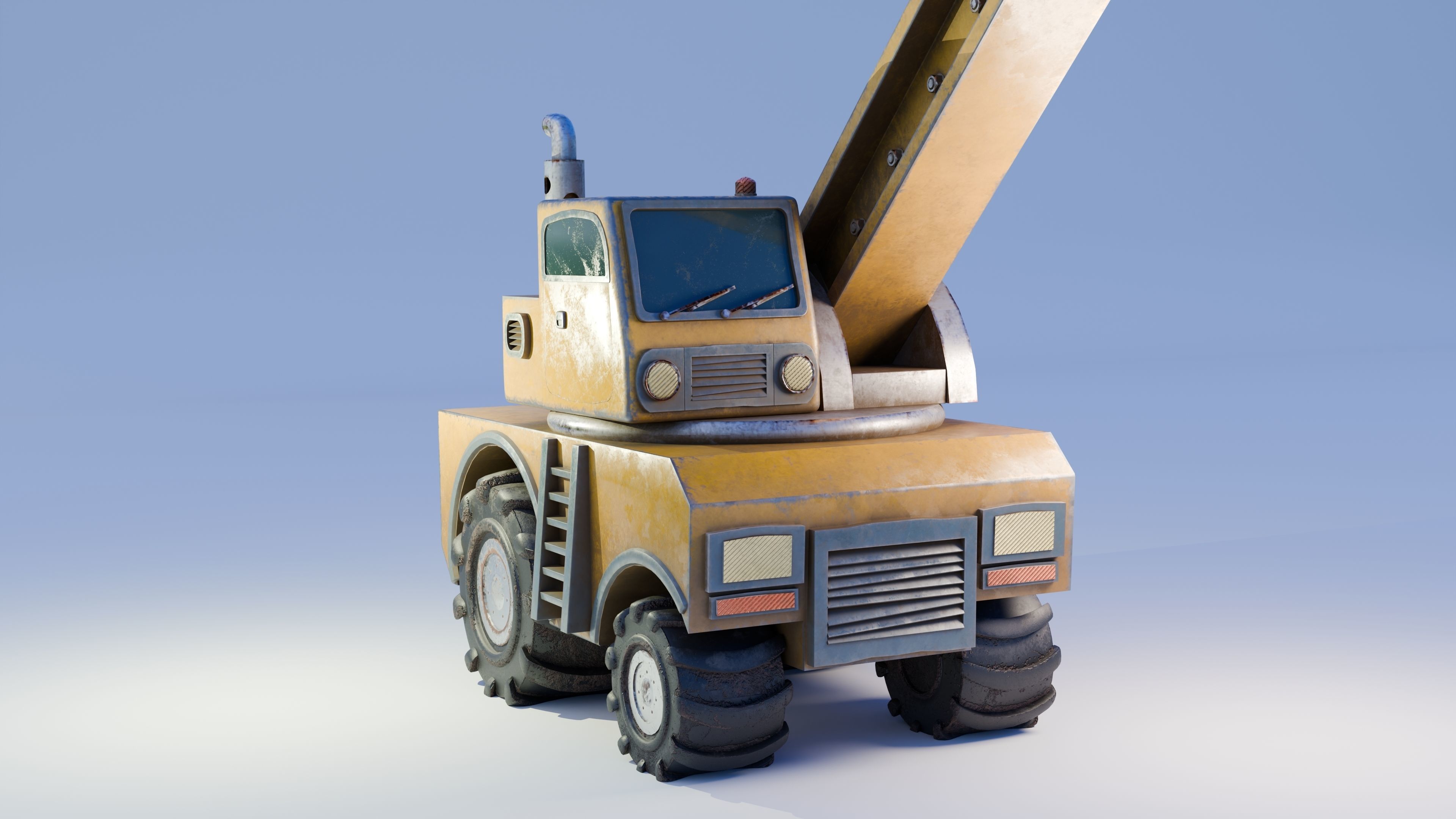 Excavator Low-poly 3D model_1