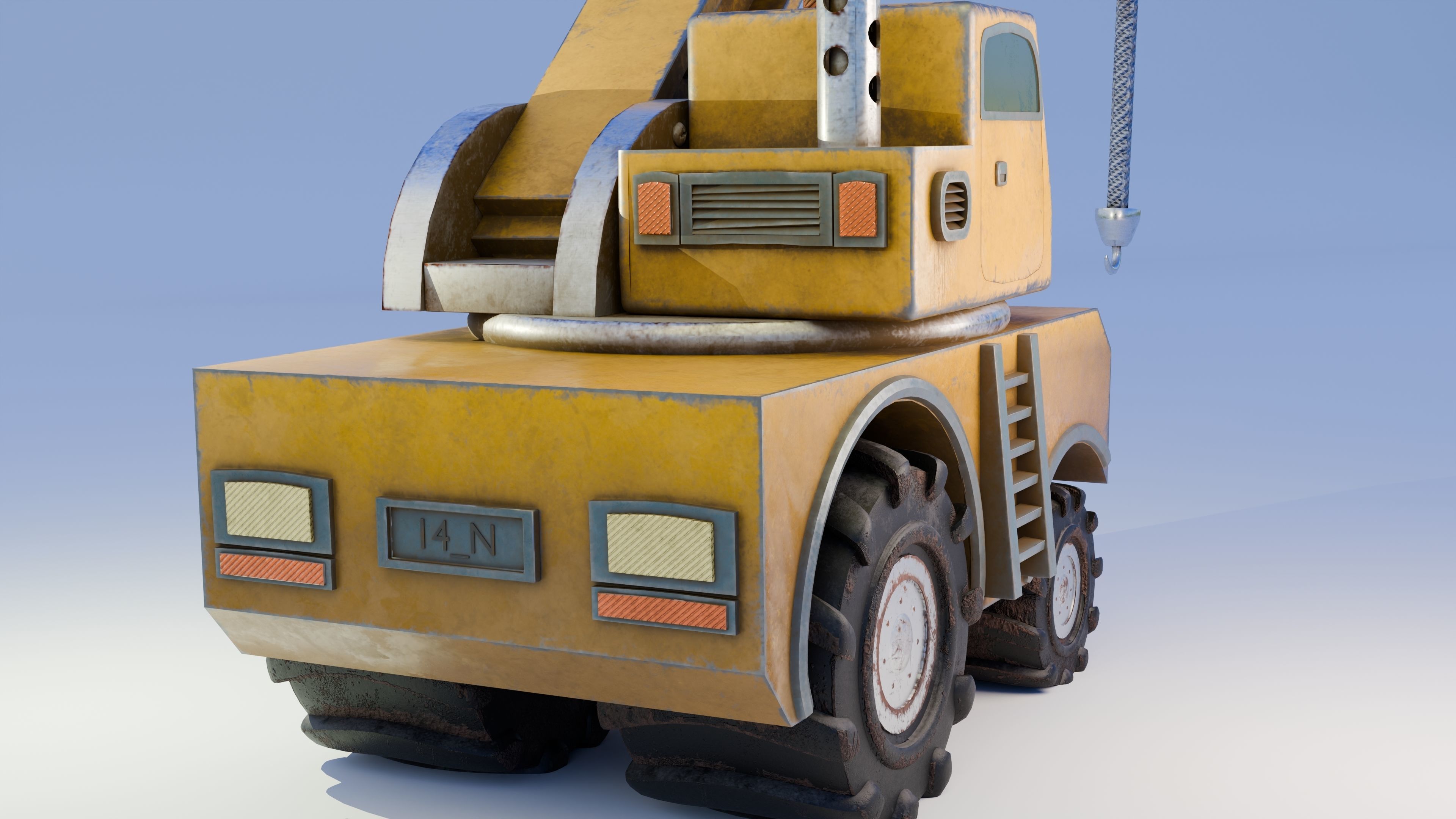 Excavator Low-poly 3D model_4