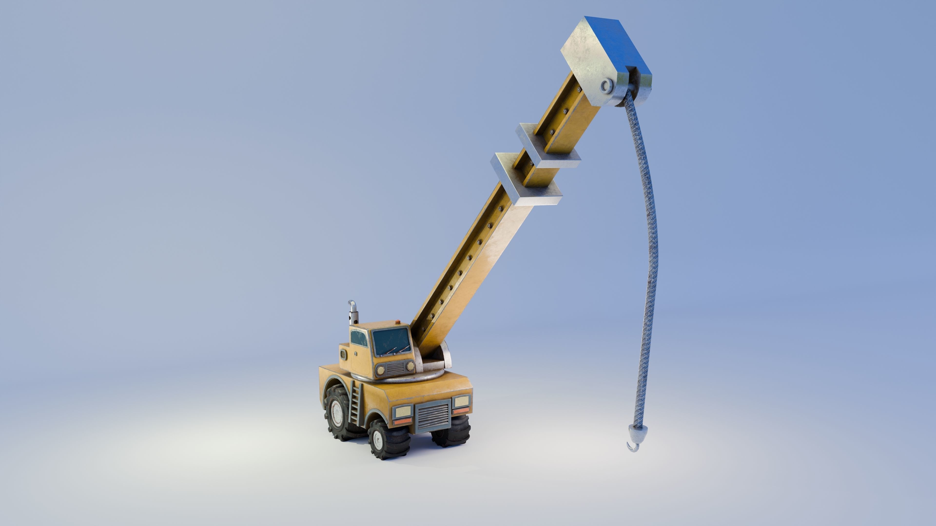 Excavator Low-poly 3D model_7