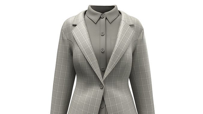 Women Fashion Formal Long Sleeve Blazer 3D model