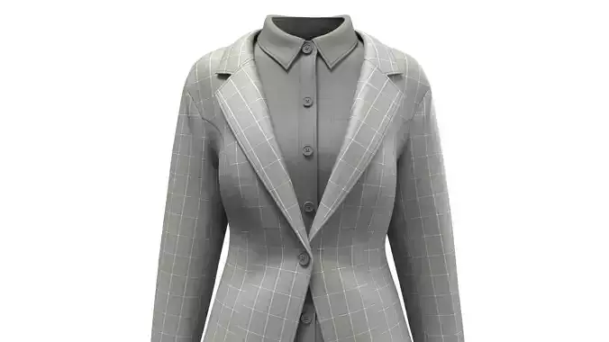 Women Fashion Formal Long Sleeve Blazer 3D model