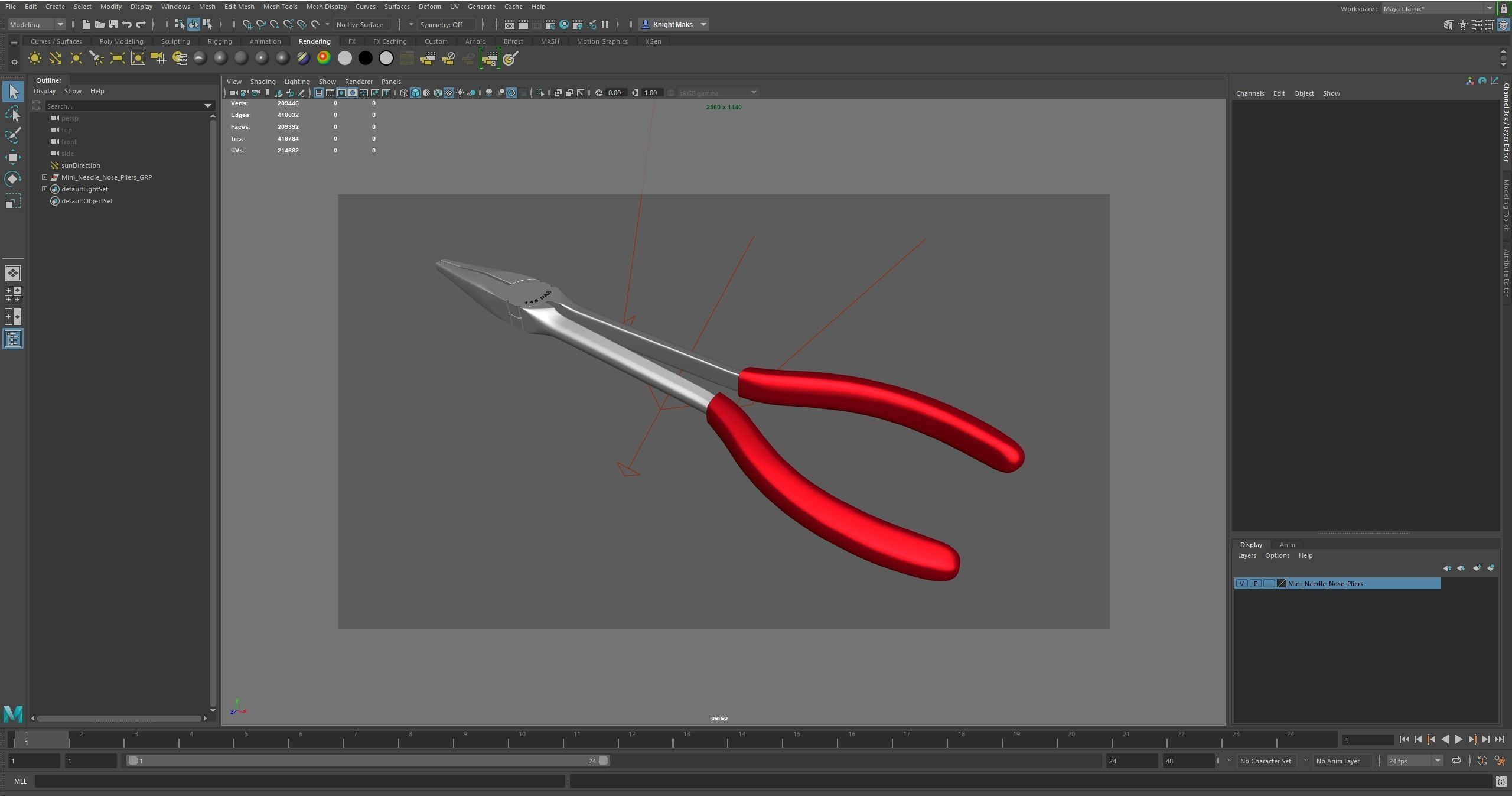 Mini Needle Nose Pliers 908ACP Low-poly 3D model_27