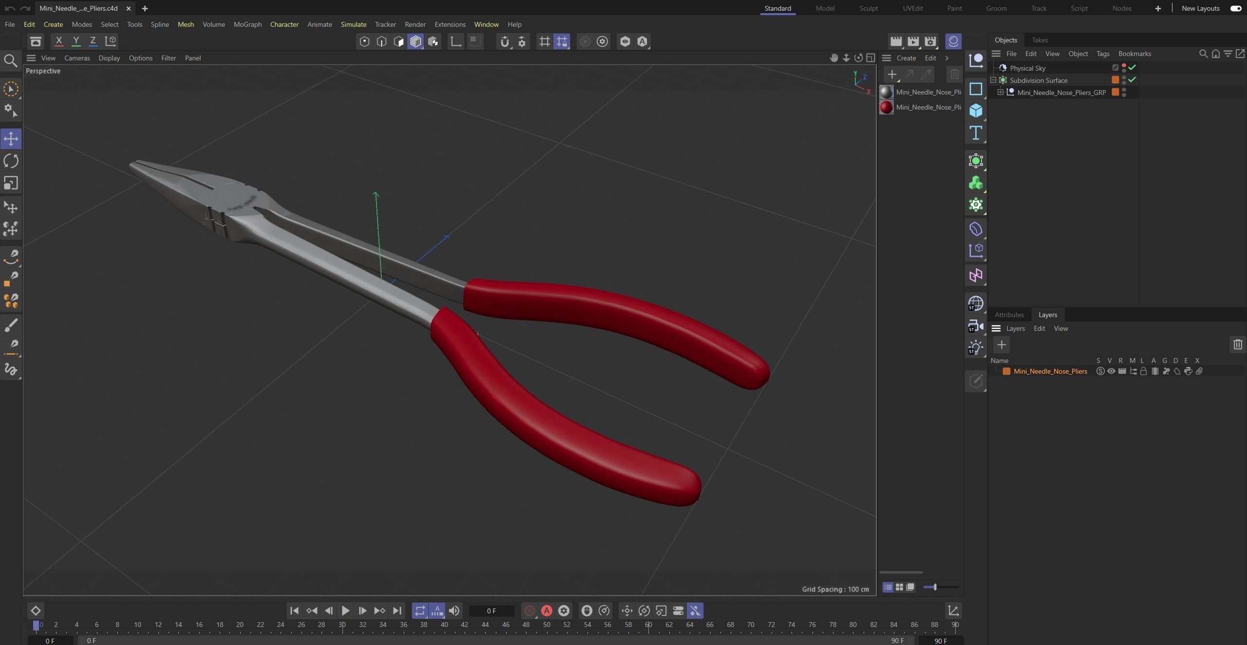 Mini Needle Nose Pliers 908ACP Low-poly 3D model_29