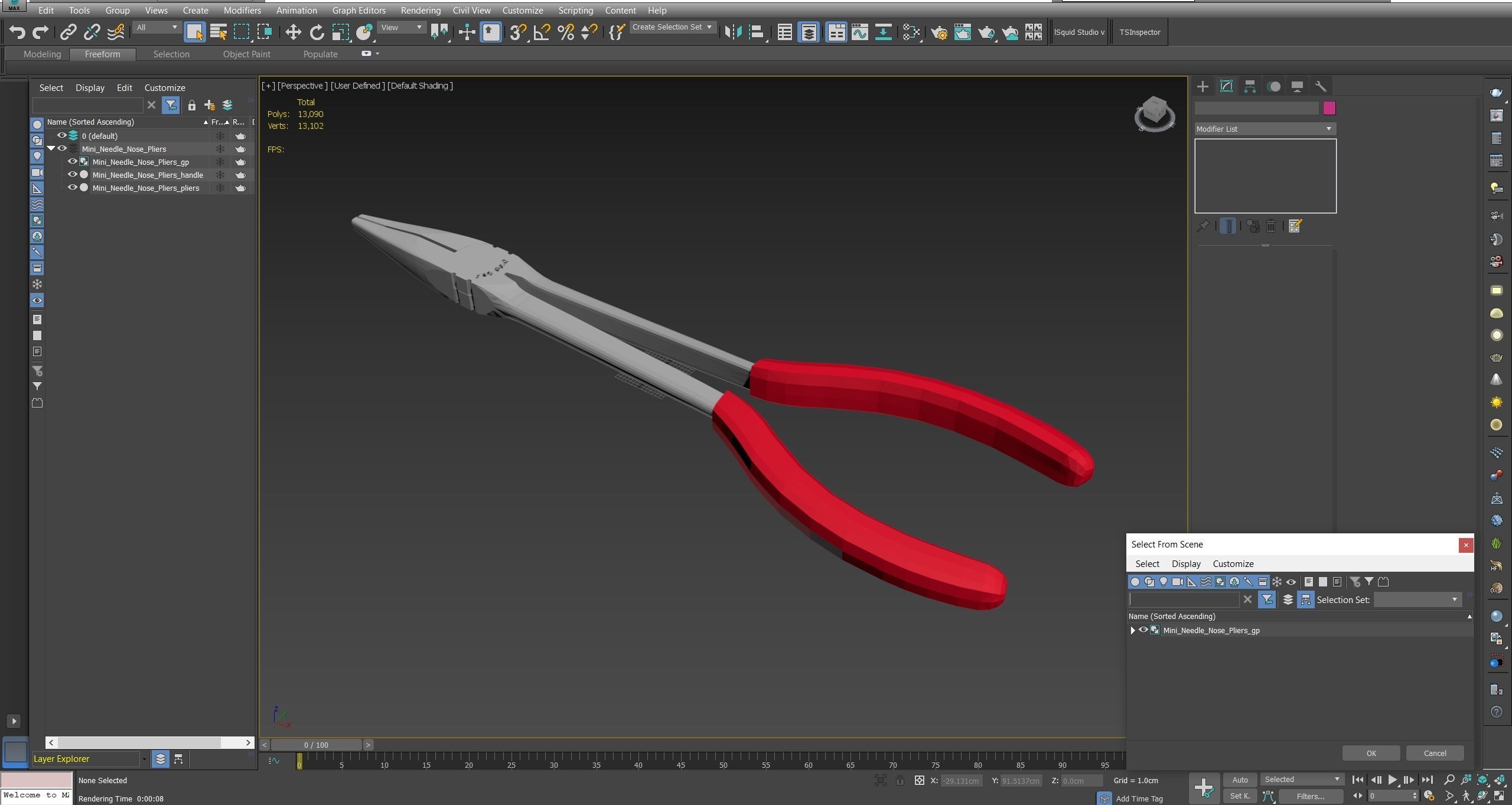 Mini Needle Nose Pliers 908ACP Low-poly 3D model_25