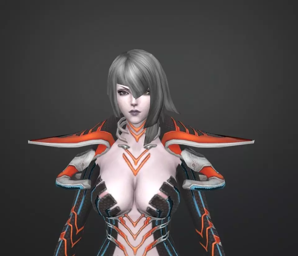 cyber girl w 3D model_0