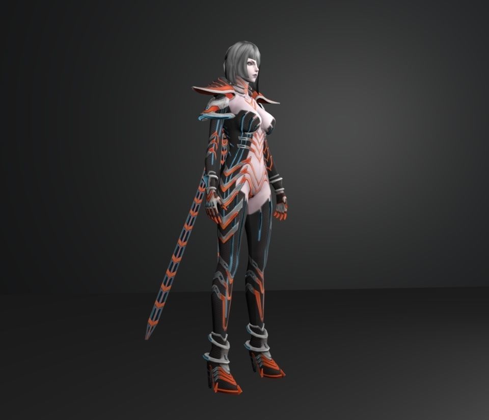 cyber girl w 3D model_3