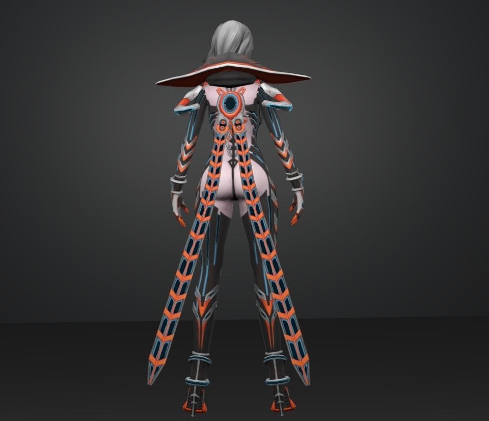 cyber girl w 3D model_4