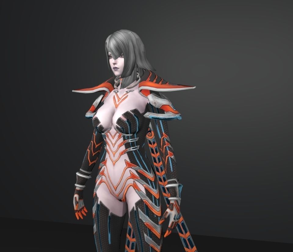 cyber girl w 3D model_2