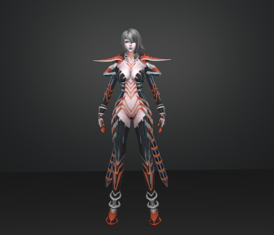 cyber girl w 3D model_1