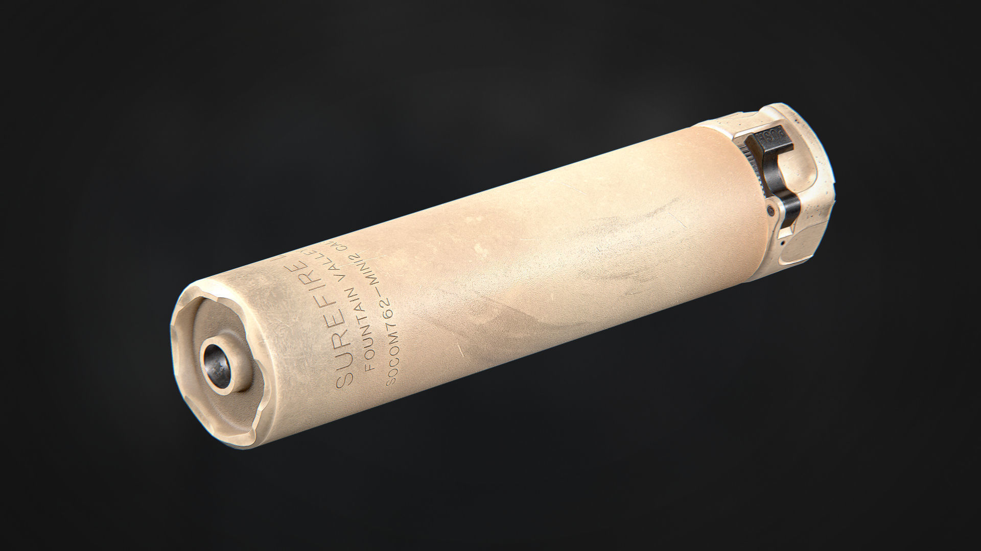 Surefire SOCOM762-MINI2 Suppressor Low-poly 3D model_5