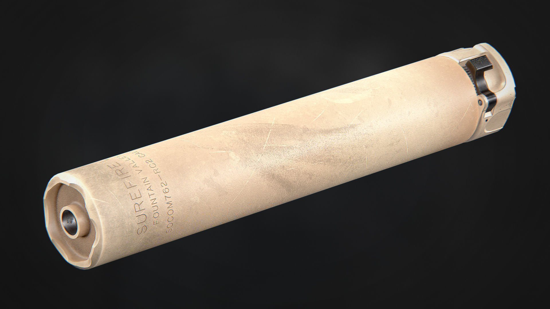 Surefire SOCOM762-RC2 Suppressor Low-poly 3D model_5