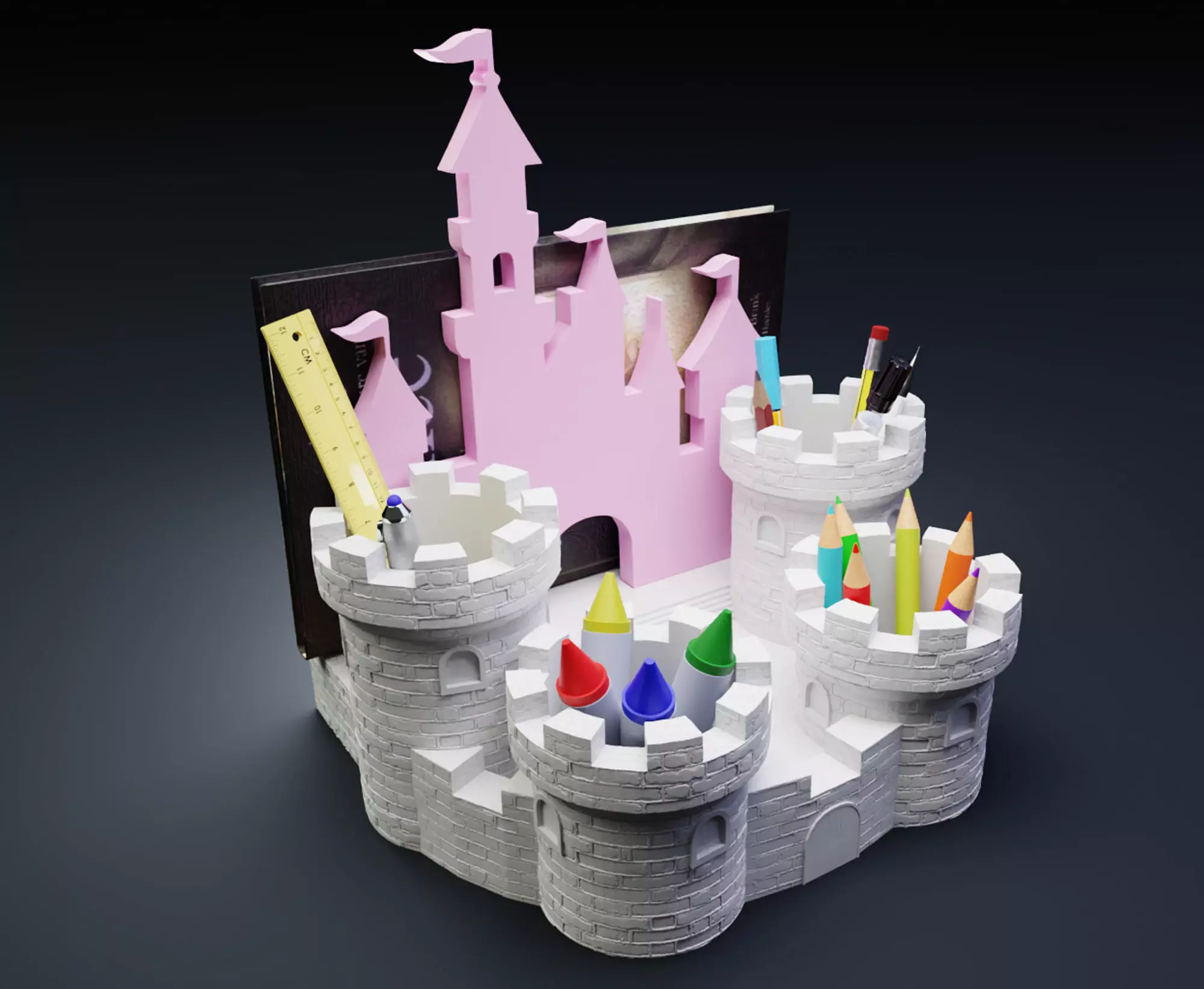 Castle Pen Holder 3D print model_0