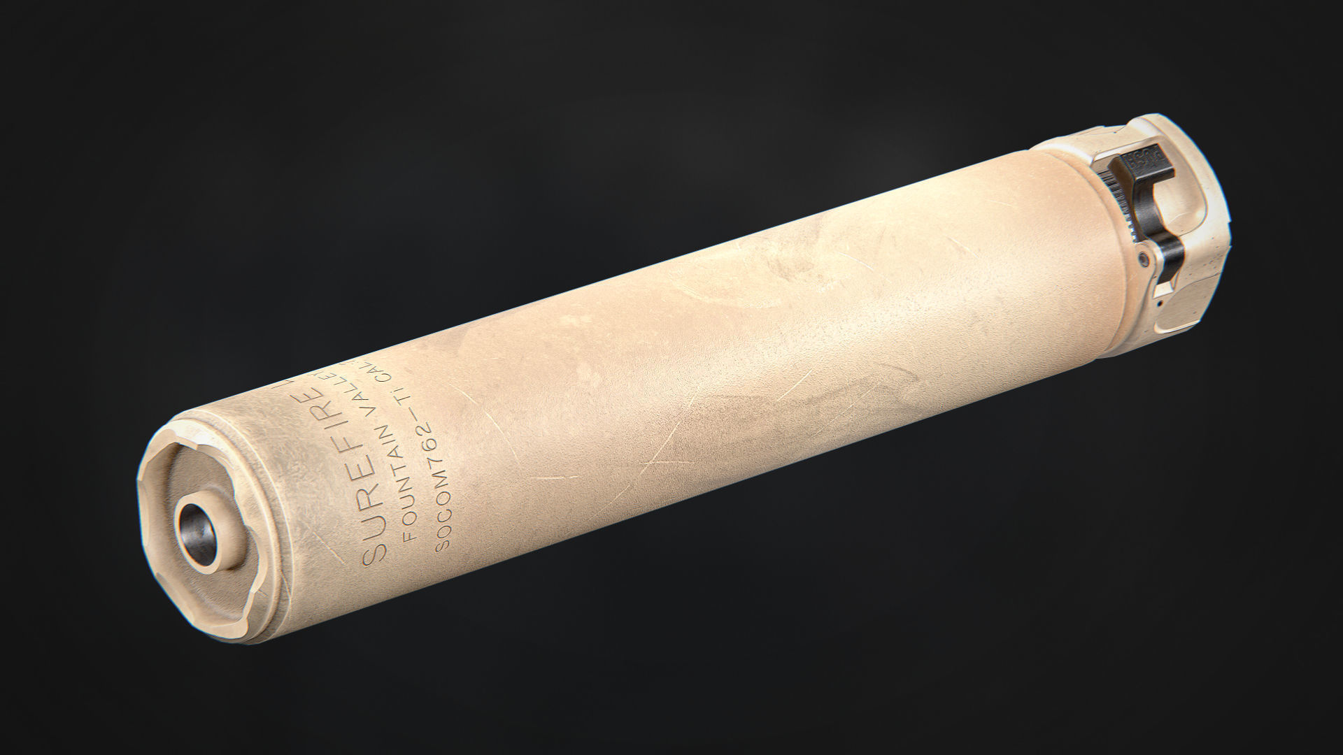 Surefire SOCOM762-TI2 Suppressor Low-poly 3D model_5