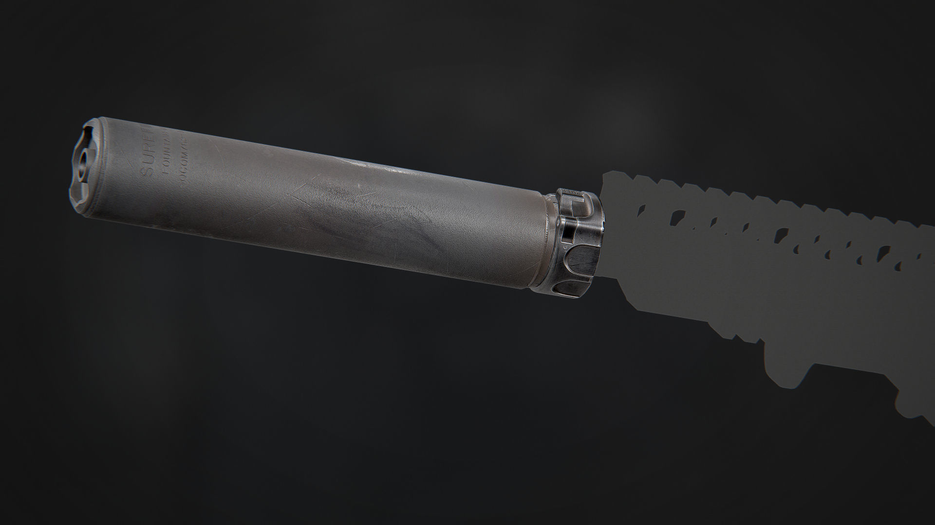 Surefire SOCOM762-TI2 Suppressor Low-poly 3D model_7