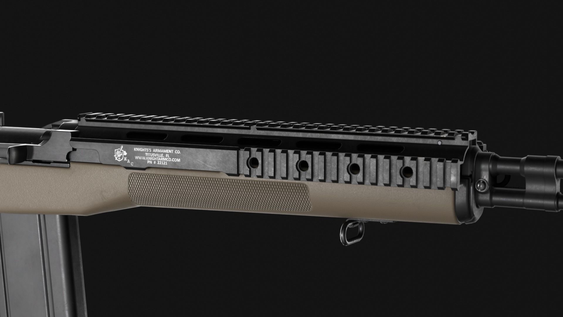 KAC M14 M1A RAS Picatinny Rail Handguard - Game Asset Low-poly 3D model_3