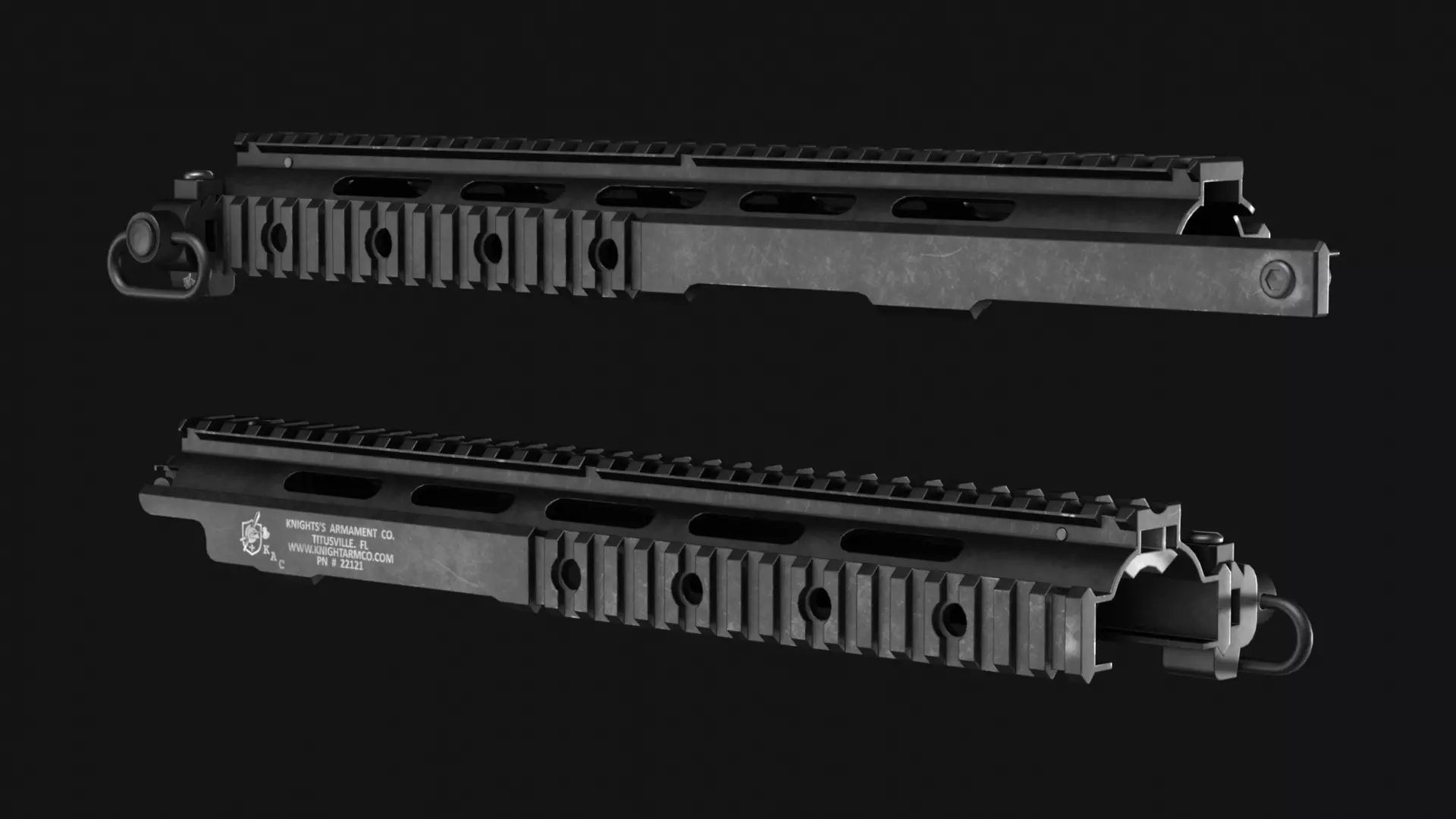 KAC M14 M1A RAS Picatinny Rail Handguard - Game Asset Low-poly 3D model_0