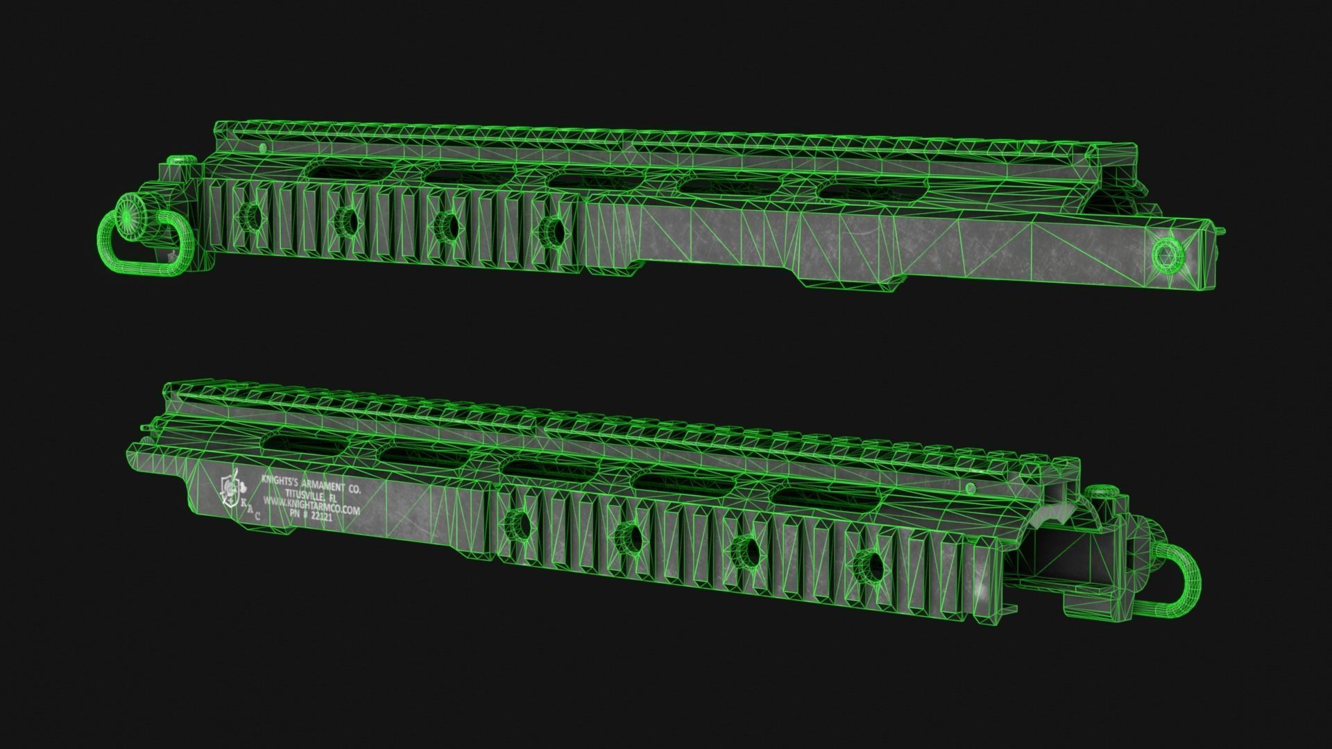 KAC M14 M1A RAS Picatinny Rail Handguard - Game Asset Low-poly 3D model_2