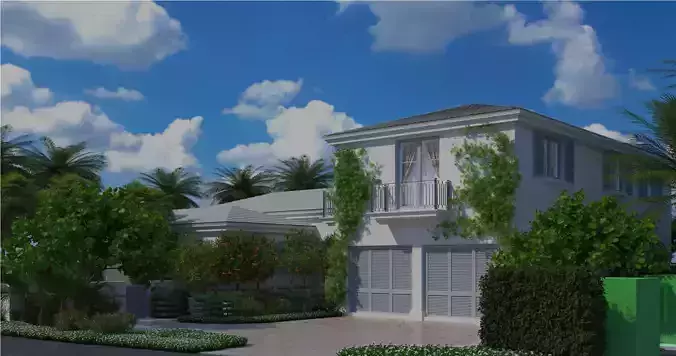 3d model of a house on a stand