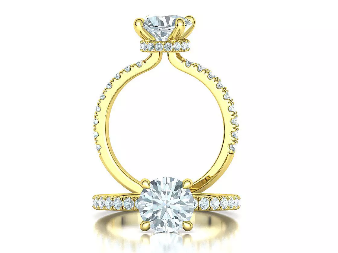 2ct Solitaire Engagement Ring Underhalo 8mm gem 3Dmodel 3D print model