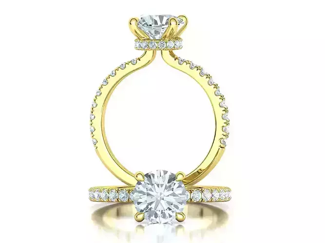 2ct Solitaire Engagement Ring Underhalo 8mm gem 3Dmodel 