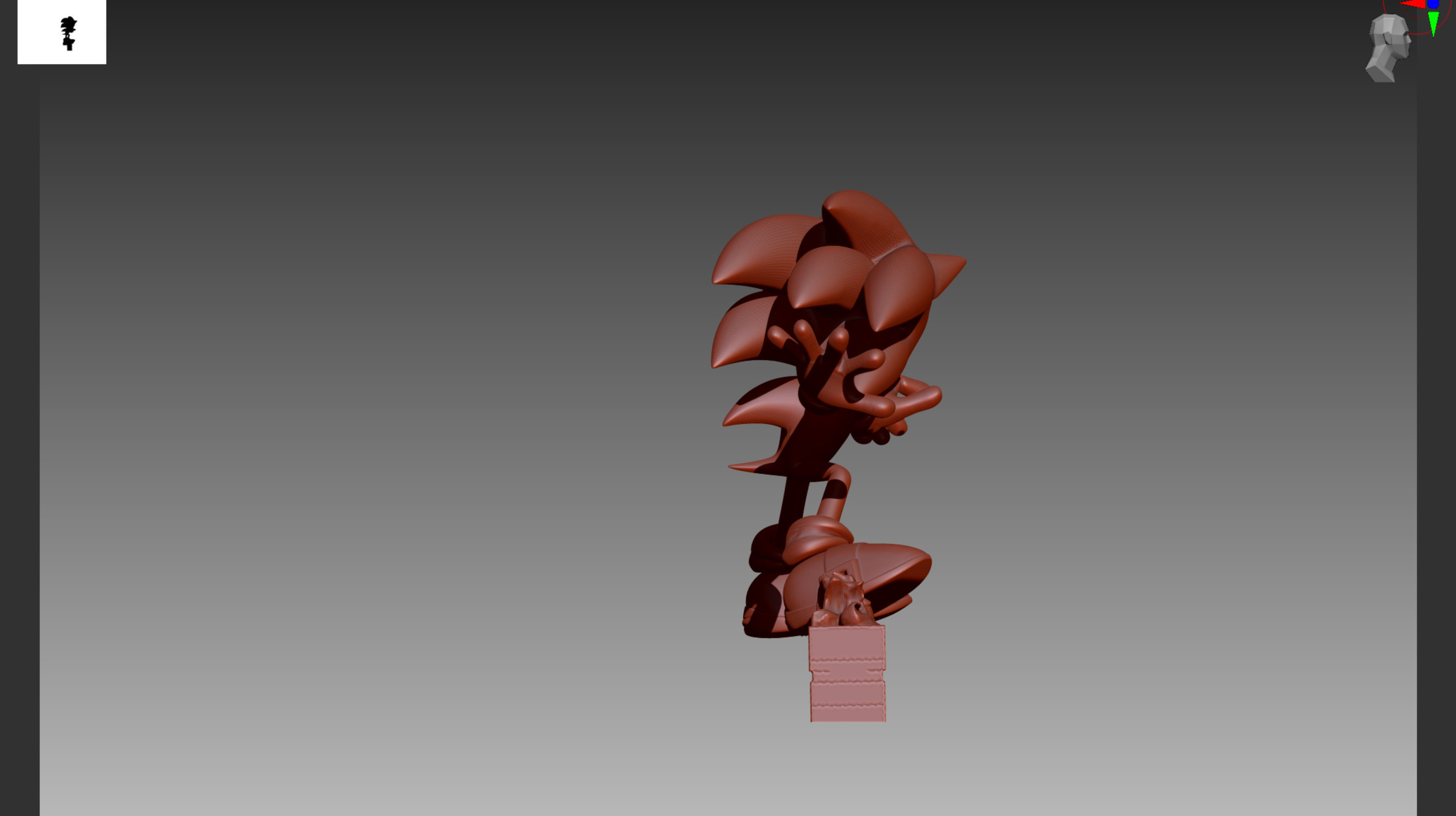 Sonic on rail OBJ and STL 3D print model_7