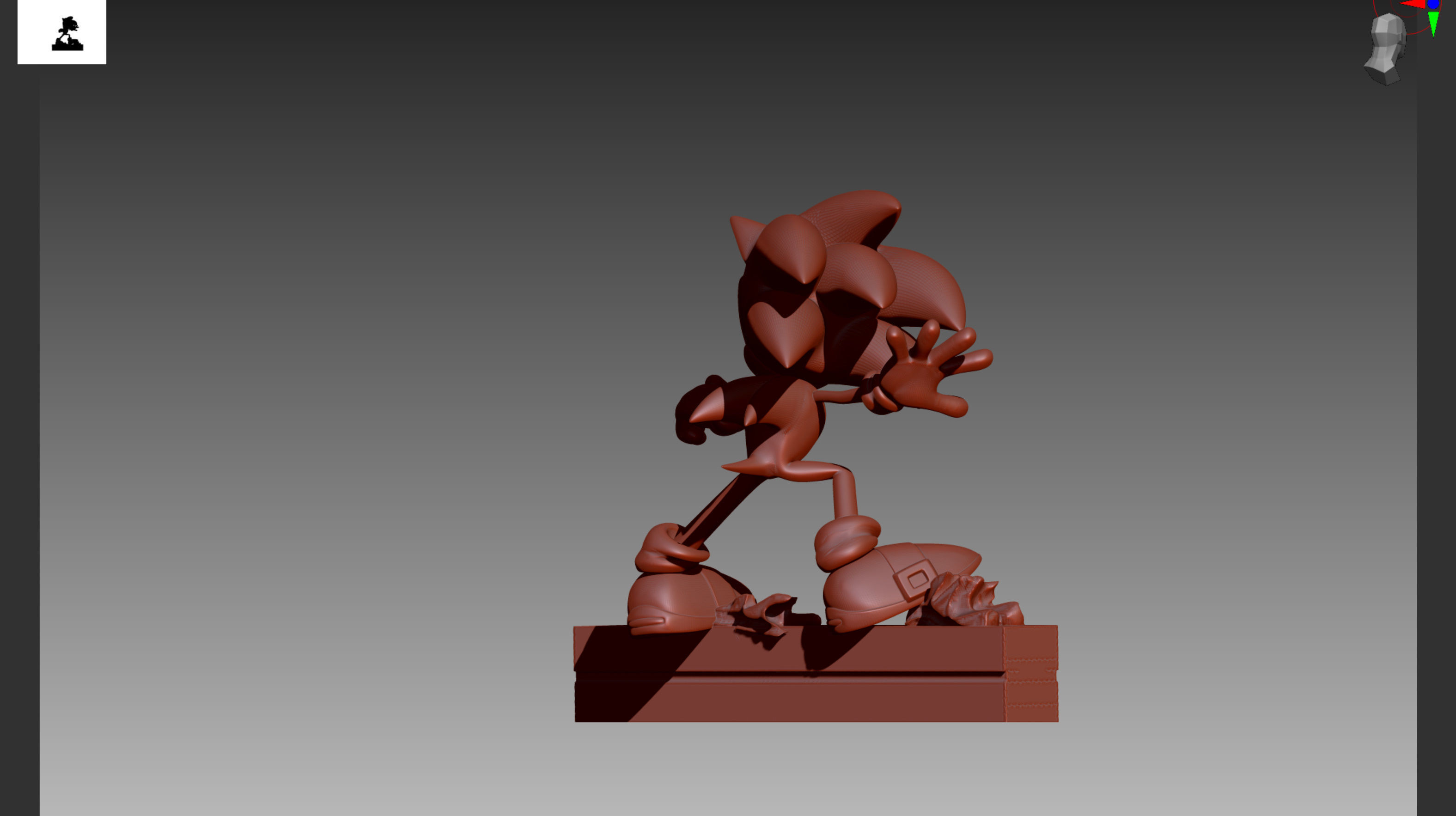 Sonic on rail OBJ and STL 3D print model_6