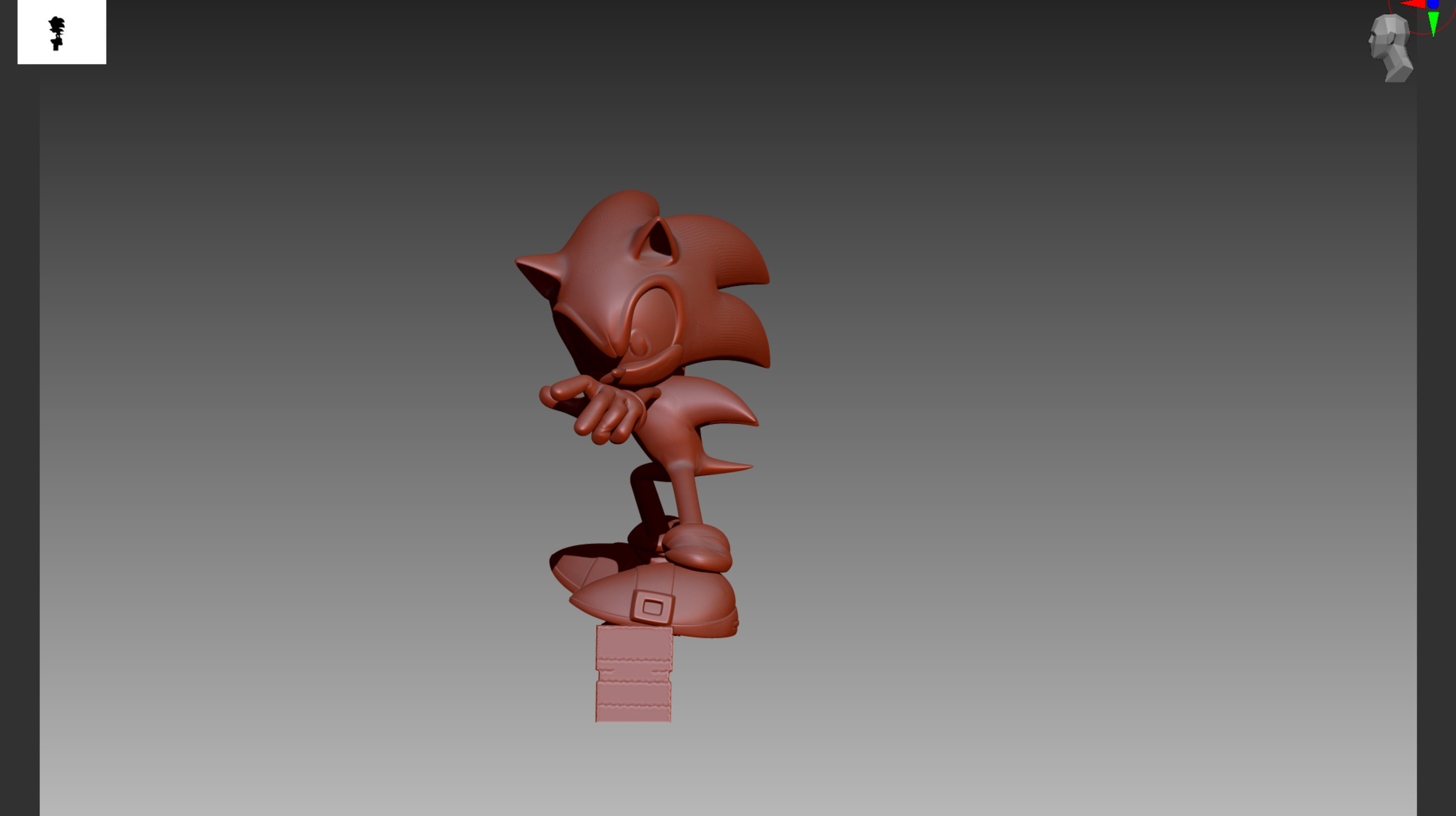 Sonic on rail OBJ and STL 3D print model_3