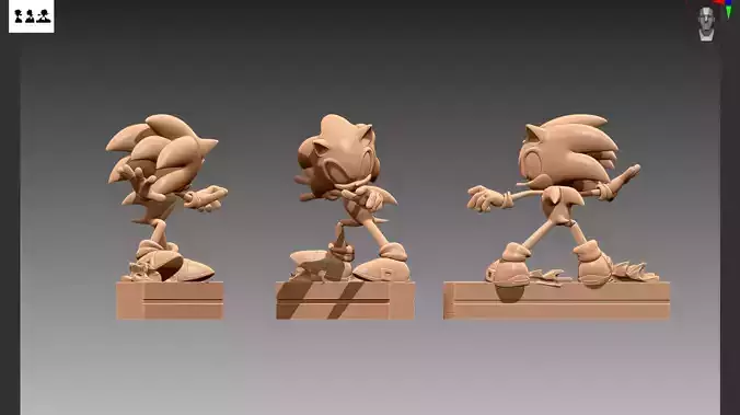Sonic on rail OBJ and STL 3D print model