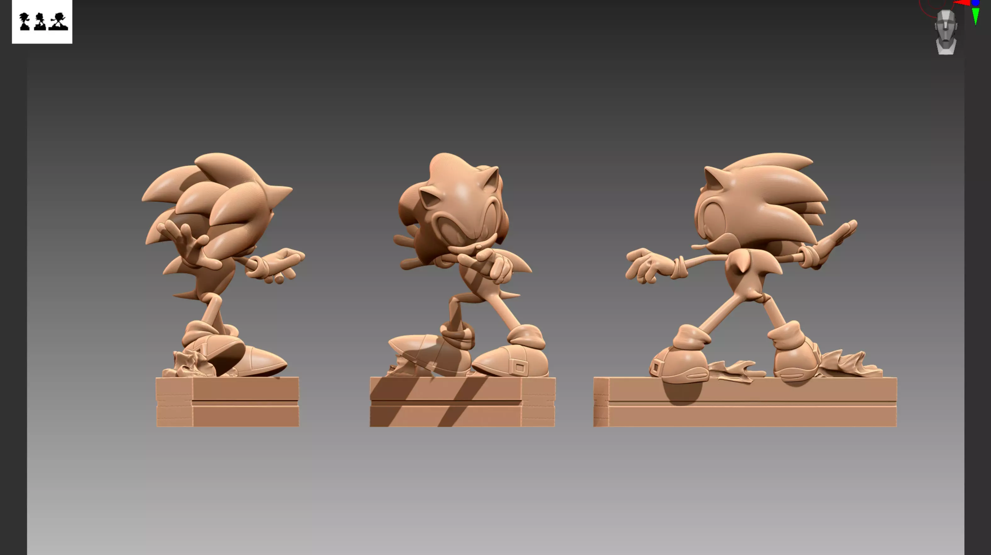 Sonic on rail OBJ and STL 3D print model_0